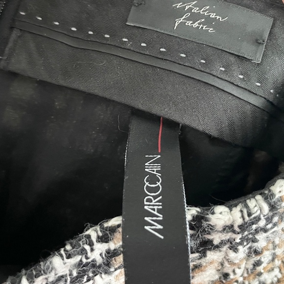 Marc Cain Mini Skirt Academia Wool blend Plaid Houndstooth Neutral Tan Cream 8 - Picture 12 of 13